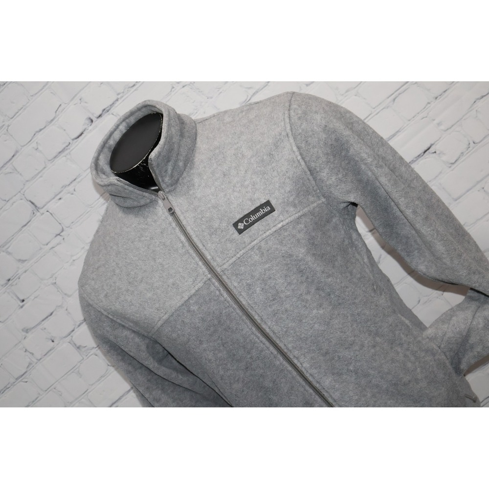 Columbia Fleece Jacket Mens Medium Gray Full Zip Mock Neck Steens Mountain